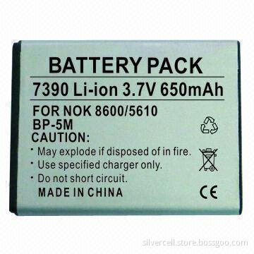 Li-ion Battery for Nokia BP-5M with 650mAh Capacity